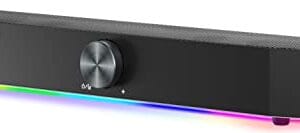LEFANDI Głośnik komputerowy Stereo Soundbar Bluetooth 5.0 z oświetleniem RGB Thorne – głośniki z oświetleniem LED RGB zasilanie przez USB 10 W PC/laptop czarny