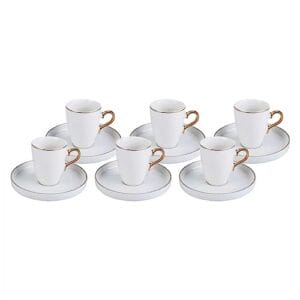 Karaca Pippo Espresso Coffee Service dla 6 osób 6 tazze da caffè e 6 piattini robusta tazza da moka tazze da caffè spesse tazze da caffè espresso porcellana