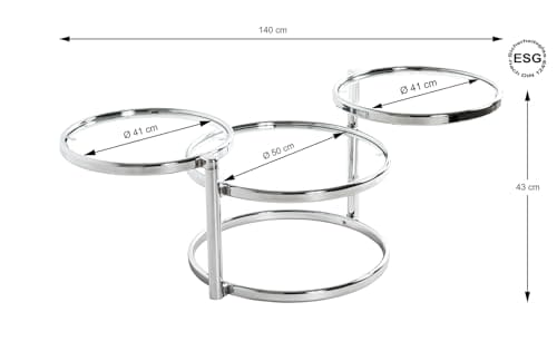 HAKU Möbel stolik kawowy, metal, chrom, szer. 58-140 x gł. 50 x wys. 4 - obrazek 6