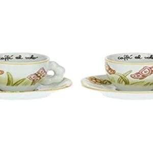 THUN - Zestaw 2 filiżanek do kawy Flower Line - Porcelana - 65 ml; Ø 6,5 cm; 6 cm h; talerz 12 x 12 x 1 cm h