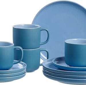 Serwis do kawy Jasper 12-częściowy błękit oceaniczny - Ritzenhoff & Breker, filiżanki, spodki, talerze, kamionka, zmywarka, dla 4 osób