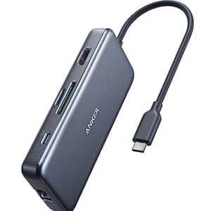 Anker Hub USB C PowerExpand+ adapter USB C 7 w 1 z 4K HDMI 60 W Ethernet 2 porty USB 3.0 i czytnikami kart SD/microSD do MacBook Pro 2019/2018/2017/2016 Chromebook XPS