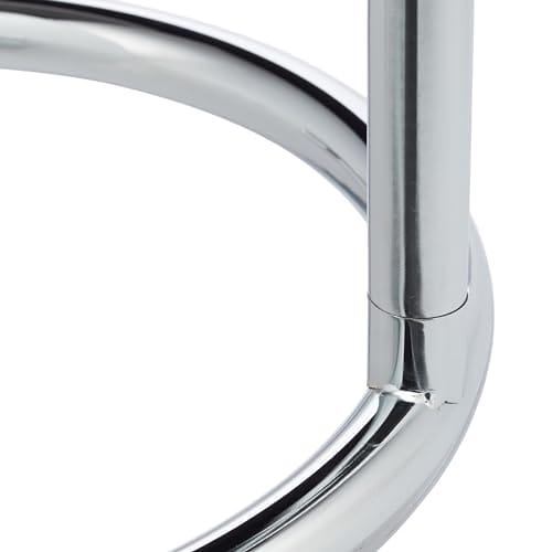 Relaxdays Srebrny stolik kawowy z regulacją wysokości do 70 cm, stal chromowana, szklany blat Ø 46 cm - obrazek 3