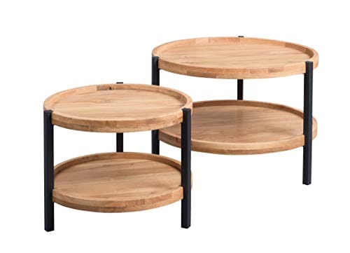 Stolik kawowy HomeTrends4You Alva 2, drewno dziki dąb, brązowy, średnica 65 cm, wysokość 46 cm - obrazek 4