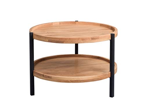 Stolik kawowy HomeTrends4You Alva 2, drewno dziki dąb, brązowy, średnica 65 cm, wysokość 46 cm