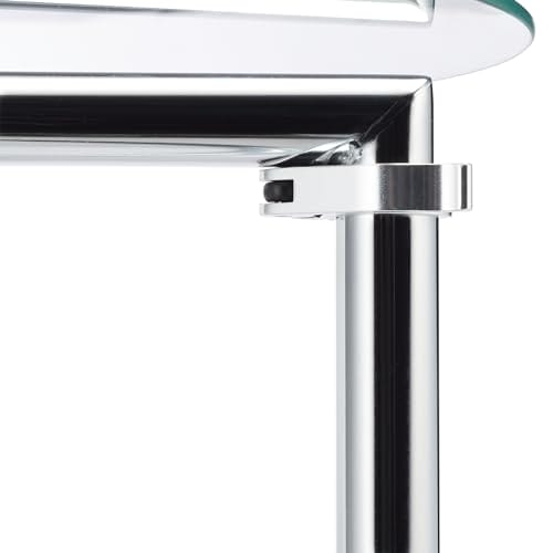 Relaxdays Srebrny stolik kawowy z regulacją wysokości do 70 cm, stal chromowana, szklany blat Ø 46 cm - obrazek 2