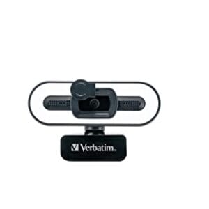 Verbatim Kamera internetowa z mikrofonem i oświetleniem - Full HD 1080p, Plug & Play, Autofokus, do prowadzenia rozmów wideo w domowym biurze lub jako kamera - Kamerki internetowe Verbatim