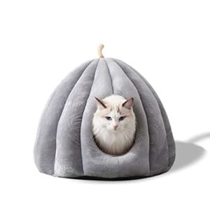 Galatowane legowisko w jaskini dla zwierząt gniazdo kota z wyjmowaną poduszką wewnętrzną miękkie łóżko dla małych zwierząt łóżko w jaskini Igloo dla pluszowego kota (L szare