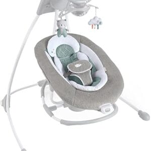 Ingenuity Pemberton 2 w 1 przenośna huśtawka i kołyska dla niemowląt z lampkami wibracjami melodiami regulacją głośności funkcją smartfona i przyłączem USB