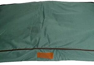 Ellie-Bo Duże legowisko dla psa 87 x 57 x 10 cm z wodoodporną osłoną w kolorze zielonym z brązową lamówką do klatki dla psów 91 cm