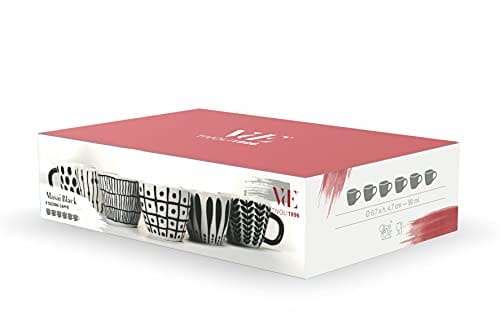 Villa d’Este Home Tivoli Masai Black Set 6 filiżanek kawy 90 ml kamionkowy - Zestaw 6 filiżanek kawy Gresowych z uchwytem | Villa d’Este Home Tivoli | 90 ml pojemność | Zalecane pranie ręczne - obrazek 2