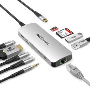 USB-C Multimedia 10 w 1 Gen 2 Hub HDMI 4K zasilanie USB-C 100 W z danymi (FRS) lub 5 Gb/s Gigabit Ethernet 2 porty USB-C Gen 2 2 porty USB-A 3.0 port audio 2 w 1 SD i Micro SD