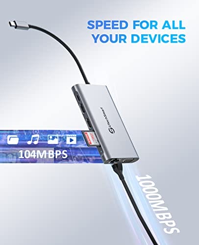 Hub USB C, stacja dokująca, UtechSmart 11 w 1, potrójny wyświetlacz, k - obrazek 3