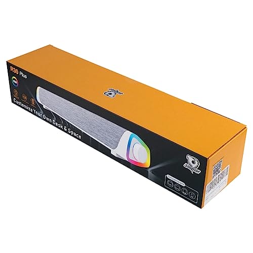 SOULION Głośniki komputerowe R30 Plus - Przewodowy głośnik Bluetooth V5.3 PC Sound Bar z kolorowymi światłami LED i przyciskiem przełącznika dźwięku przestrzennego - obrazek 3