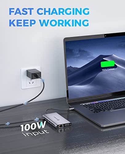 Hub USB C, stacja dokująca, UtechSmart 11 w 1, potrójny wyświetlacz, k - obrazek 4