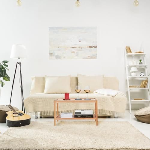 Stolik pomocniczy do salonu Relaxdays z półką z drewna orzecha włoskiego, wys. x szer. x gł.: 35 x 60 x 40 cm, stolik kawowy naturalny - obrazek 7