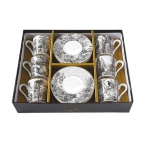 Zestaw 6 TASSES A CAFE 10 CL W PORCELAINE RETRO JUNGLE - Easy Life, Zestawy do Kawy