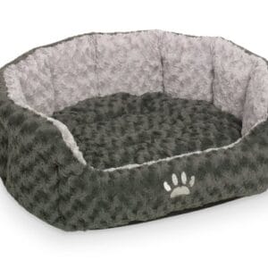 Nobby Wyściełane pluszowe łóżko owalne Seoli, 66 x 57 x 22 cm, ciemnos