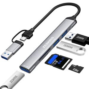 Hub USB C ZESKRIS 5 portów ultracienki koncentrator danych typu C z 1 USB 3.0 2 USB 2.0 TF/SD/MicroSD przenośny rozdzielacz USB do Macbooka Pro/Air laptopa PS5/PS4 i innych urządzeń typu C