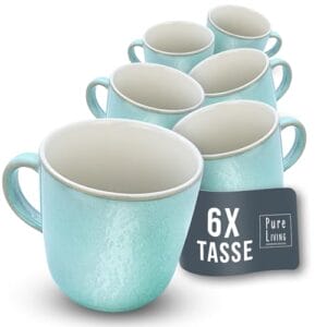 Pure Living zestaw filiżanek do kawy 6 sztuk 6 sztuk zestaw 6 filiżanek do kawy 6 sztuk 6 osób zestaw naczyń do kawy kolor zielony jasnobeżowy