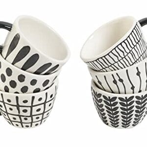 Villa d’Este Home Tivoli Masai Black Set 6 filiżanek kawy 90 ml kamionkowy - Zestaw 6 filiżanek kawy Gresowych z uchwytem | Villa d’Este Home Tivoli | 90 ml pojemność | Zalecane pranie ręczne