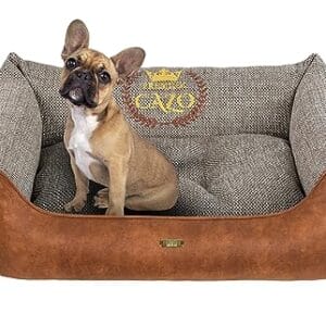 Puchowe legowisko CAZO Premium dla psa lub kota 73 x 57 cm wymiar wewnętrzny 47 x 36 cm brązowe rozmiar M LPM0102/B