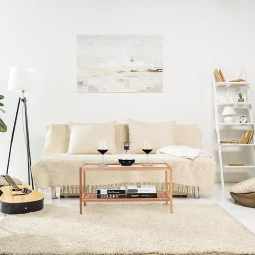 Stolik pomocniczy do salonu Relaxdays z szklaną półką, drewno orzecha włoskiego, 40x80x40 cm - obrazek 7