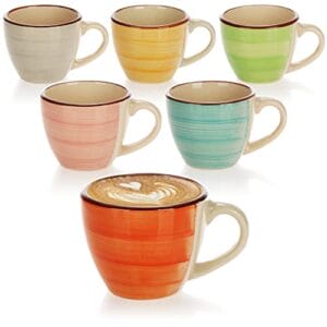 COM-FOUR 6 x filiżanki do espresso, ceramiczne kubki mokka, małe filiż
