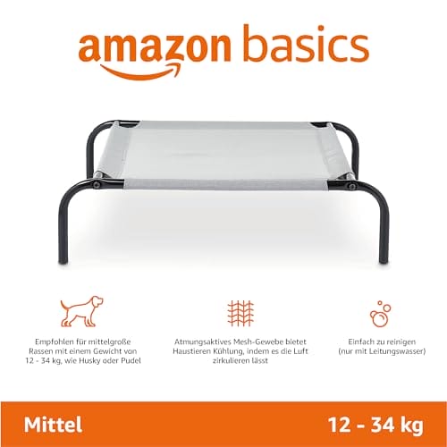 Amazon Basics Podwyższone legowisko chłodzące dla psa z metalową ramą średnie (109 x 66 x 19 cm) szare - obrazek 7