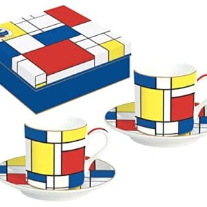 Pudełko 2 TASSES A CAFE 75 CL w PORCELAINE MONDRIAN - Zestaw do Kawy Easy Life, Porcelana Mondrian, 2 TUSY CAFE 7,5 CL