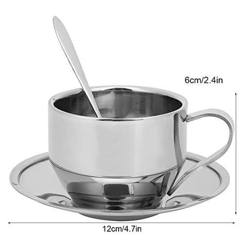 Zestaw filiżanek do kawy ze stali nierdzewnej - ekskluzywne i trwałe filiżanki do kawiarni, baru, biura i jadalni - obrazek 7