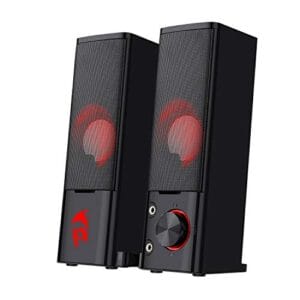 Redragon GS550 - Głośniki do gier komputerowych 2.0-kanałowy soundbar, kompaktowy rozmiar, wysokiej jakości bas, czerwone podświetlenie LED