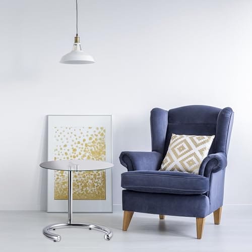 Relaxdays Srebrny stolik kawowy z regulacją wysokości do 70 cm, stal chromowana, szklany blat Ø 46 cm - obrazek 8