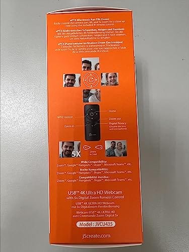 Kamera internetowa 4K Ultra HD j5create z 5-krotnym zoomem cyfrowym, ochroną prywatności, podwójnym mikrofonem i pilotem zdalnego sterowania USB-C | do wideokonferencji i zajęć online - obrazek 7