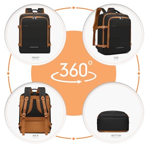 Kono Torby kabinowe plecak podręczny 45x36x20 cm - Duża pojemność, czarny/brązowy - obrazek 6