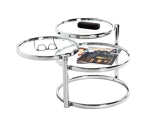 HAKU Möbel stolik kawowy, metal, chrom, szer. 58-140 x gł. 50 x wys. 4 - obrazek 5