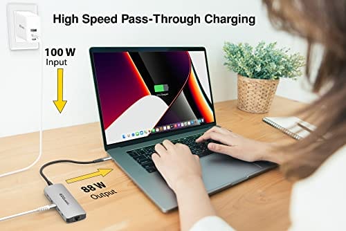 USB-C Multimedia 10 w 1 Gen 2 Hub HDMI 4K zasilanie USB-C 100 W z danymi (FRS) lub 5 Gb/s Gigabit Ethernet 2 porty USB-C Gen 2 2 porty USB-A 3.0 port audio 2 w 1 SD i Micro SD - obrazek 3
