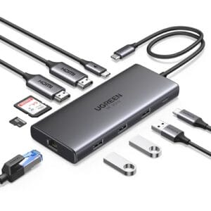 UGREEN Revodok Pro USB C Docking Station 2HDMI Ethernet 4x porty USB C/USB A szybkie ładowanie PD 100W czytnik kart SD/TF Hub USB C 10 w 1