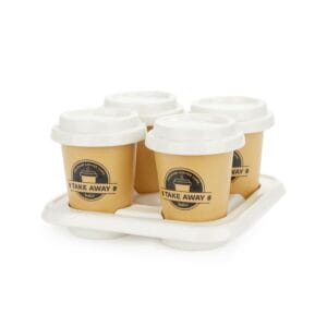 Balvi Set Filiżanki do kawy Take Away Kolor Brązowy Biały Zawierają Porcelana taca 75 ml