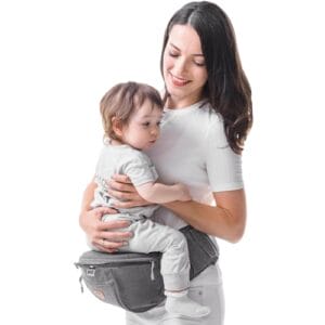 SUNVENO ergonomiczne siedzisko biodrowe nosidełko dla niemowląt dekompresyjne z regulowanym paskiem i kieszenią praktyczne nosidełko dla niemowląt 0-20 kg szare