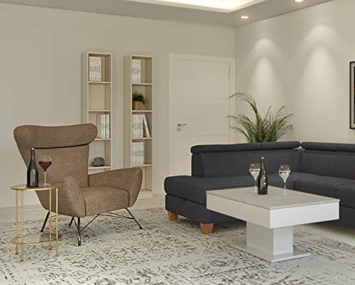 HAKU Möbel Stolik Kawowy Metalowy Złoty Ø 38 x Wys. 55 cm z Rurami Stalowymi, Półką ze Szkła Lustrzanego i Bezpiecznym Szkłem Przezroczystym - obrazek 2