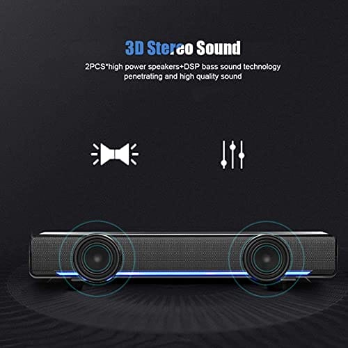 ciciglow Głośniki PC soundbar przewodowe USB 3D Stereo - kompatybilne z komputerem, laptopem, smartfonem, tabletem, MP3/MP4 - obrazek 9