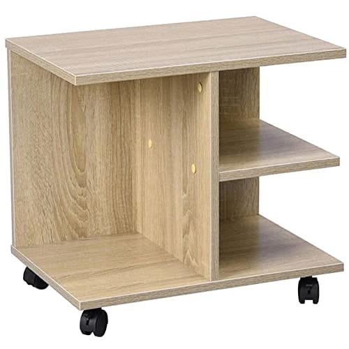 BAKAJI Wielofunkcyjny stolik kawowy z kółkami z melaminy - prosty i nowoczesny, idealny do salonu, biura i sypialni (beżowy)