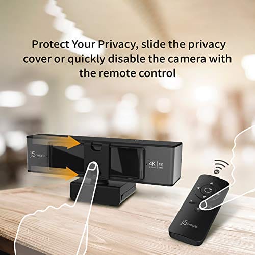 Kamera internetowa 4K Ultra HD j5create z 5-krotnym zoomem cyfrowym, ochroną prywatności, podwójnym mikrofonem i pilotem zdalnego sterowania USB-C | do wideokonferencji i zajęć online - obrazek 10