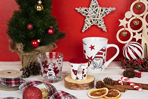 Excelsa 65421 Zestaw 6 Kubek do Kawy Gnome Sweet Home Ml.90 Szkło Biały Z Dekoracją Linii Gnome Sweet Home - Zestaw 6 filiżanek kawy Gnome Sweet Home, Chiny Nowa porcelana kostna, Pojemność ml. 90, Średnica cm.6,5, Wysokość cm.6, Zmywarka i kuchenka mikrofalowa, Zestawy do Kawy - obrazek 2