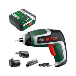 Bosch 06039E0001 wkrętarka akumulatorowa IXO (7. generacji; 36 V; 20 Ah; 55 Nm; zestaw z nasadką kątową i mimośrodową; z kablem mikro USB; wkręca do 190 śrub; w pudełku do przechowywania)