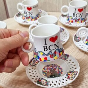 Zestaw 12 sztuk filiżanek z talerzami do kawy w stylu Gaudi - Nowoczesny zestaw kawowy Barcelona Espresso Kawa Solo Cut