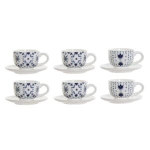 Zestaw filiżanek do kawy DKD Home Decor - Metal Biały Dolomit Dachówka (6 sztuk) (180 ml) (14 x 14 x 7 cm) - S3025833