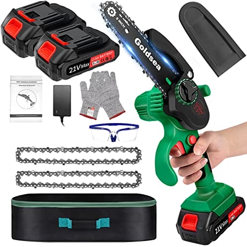 Goldsea Mini piła łańcuchowa z akumulatorem 4 i 6 cali - przenośne nożyce do gałęzi