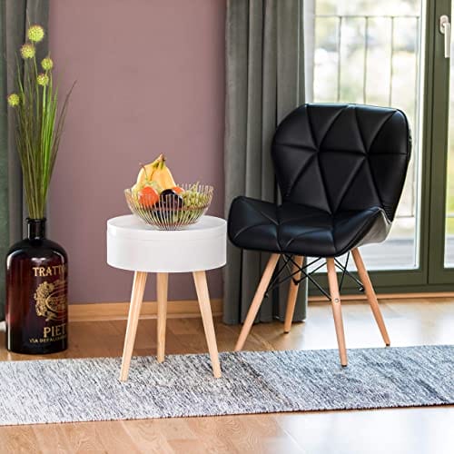 Stolik pomocniczy okrągły skandynawski design 70 sztuk stolik nocny z tacą schowek wys. x szer. x gł.: 50 x 38 x 38 cm biały - obrazek 8